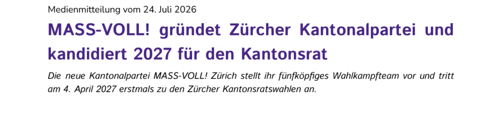 MASS-VOLL! Zürich: Wahlkampfteam 2027
